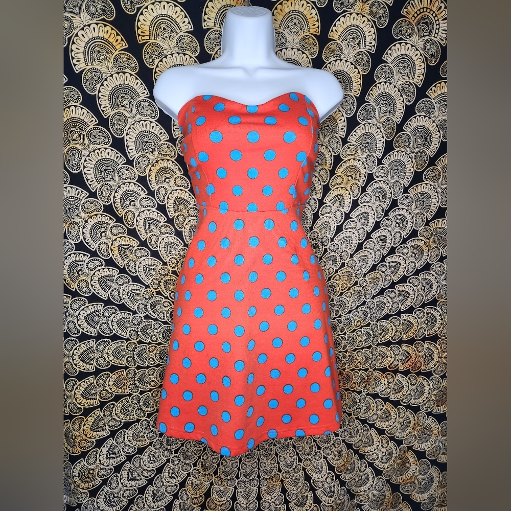 Deja Vu Polka Dot Strapless Dress